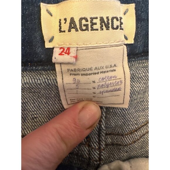 LAgence Womens Denim Cutoff Shorts Size 24 With Frayed Hem & Pockets - Picture 2 of 5